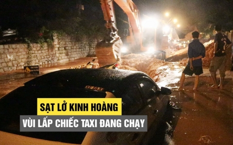 Sạt lở cát kinh hoàng ở Mũi Né, cát tràn xuống đường vùi lấp cả taxi