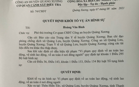 Khởi tố vụ án hình sự liên quan đến dịch bệnh Covid-19 tại Thanh Hóa