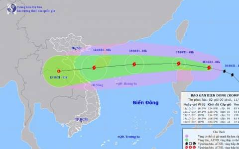 Bão Compasu dự báo đi vào Vịnh Bắc Bộ, giật cấp 11