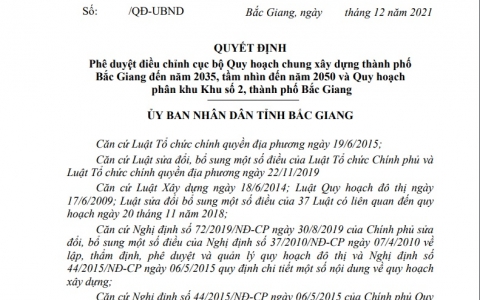 Phê duyệt Quy hoạch chi tiết xây dựng Khu trung tâm đô thị, thể thao và văn hóa thị trấn Bích Động