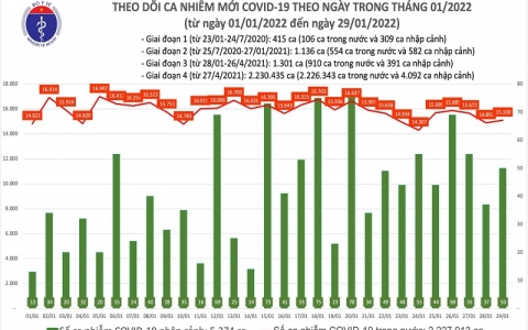 Ngày 29/1: Cả nước thêm 15.150 ca mắc mới COVID-19 và 115 ca tử vong