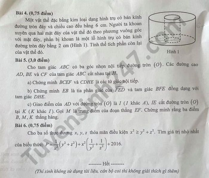 Đề thi môn Toán TP. Hải Phòng năm học 2021 - 2022