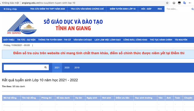 Website của Sở GD-ĐT tỉnh An Giang