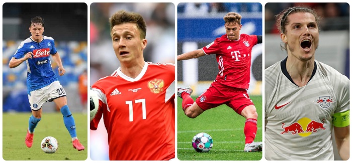 Top 10 cầu thủ chạy nhiều nhất ở EURO 2021: Tiền vệ Golovin của Nga dẫn đầu