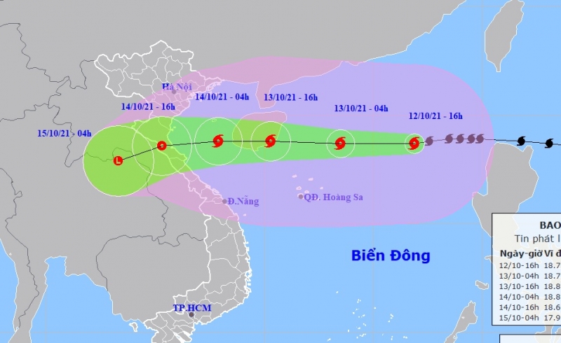 Dự báo đường đi và vùng ảnh hưởng của bão số 8/2021