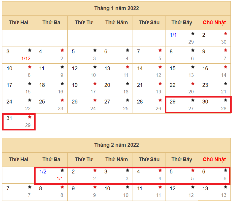 Lịch nghỉ Tết dương lịch và Tết Nguyên đán 2022 