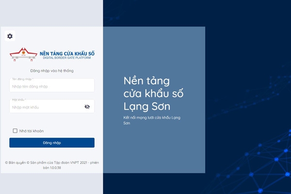 Giao diện Nền tảng cửa khẩu số Lạng Sơn do VNPT phát triển.