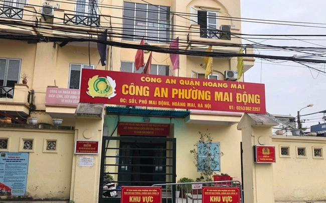 Chính quyền đã tạm phong tỏa trụ sở Công an phừng Mai Động (Ảnh: Minh Nhân)