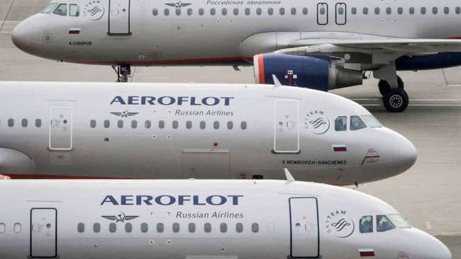 Hãng hàng không quốc gia Nga Aeroflot đang vận hành 186 máy bay. Trong đó, một số nửa số máy bay được thuê từ các công ty nước ngoài. (Ảnh: AP)