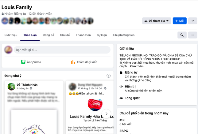 Nhóm kín Louis Family chuyên phím hàng cho dân chơi chứng khoán có gần 13.000 thành viên.