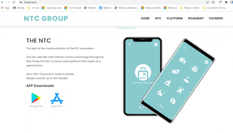 Website của dự án crypto scam: Nha Trang Travel Coin - NTC