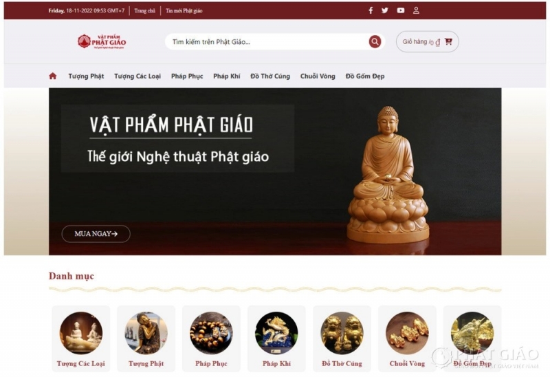 Giao diện trang chủ VatphamPhatgiao.com