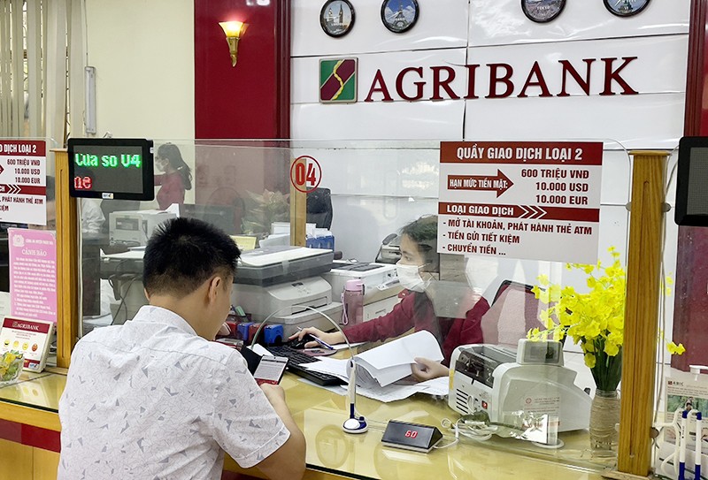 Khách hàng giao dịch tại chi nhánh Ngân hàng Agribank.