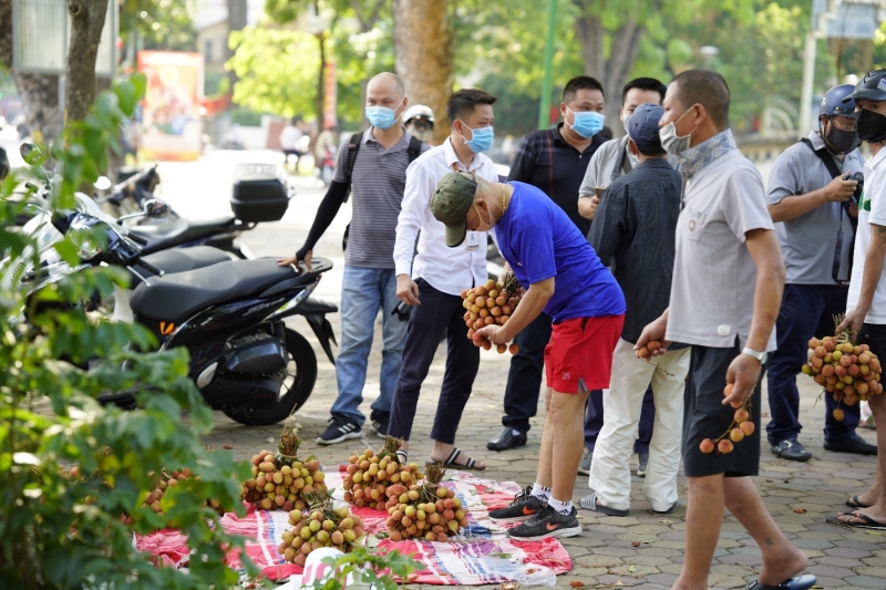 Giá vải thiều ở đây được bán với giá 20.000 đồng, rẻ hơn so với giá thị trường