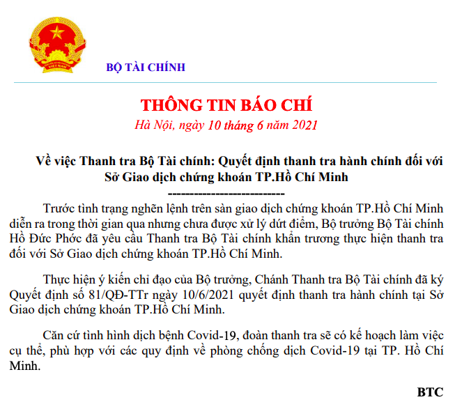 Thông cáo Bộ Tài chính vừa phát đi