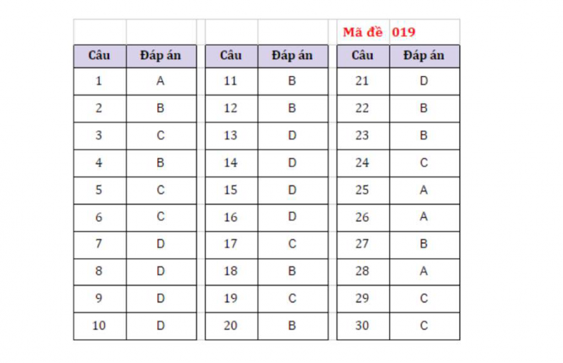 Gợi ý đáp án đề thi vào lớp 10 môn Lịch sử năm 2021 Hà Nội (mã đề 019)