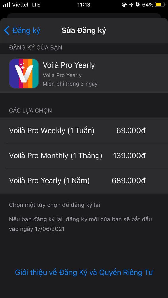 Voilà Pro có giá tới 2 USD mỗi tuần (tương đương 45.966 đồng) trên Android hoặc 3 USD mỗi tuần (tương đương 68.949 đồng) trên iOS