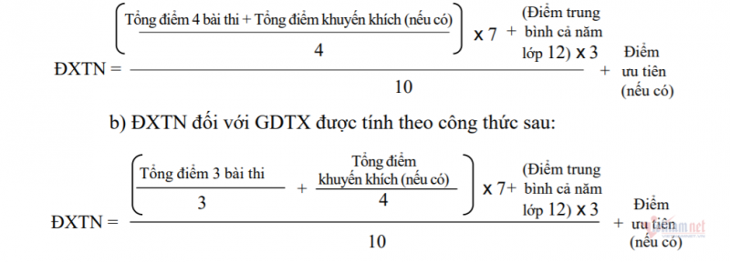 Điểm của từng bài thi được quy về thang điểm 10 để tính điểm xét tốt nghiệp