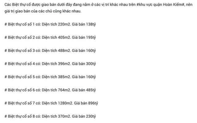 La liệt rao bán bất động sản khu vực Hoàn Kiếm, Hà Nội.