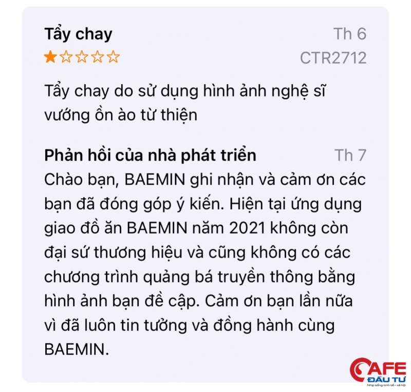 Baemin vừa trở. lại đã bị sao kê ‘chiếu mạng’, ứng dụng dính bão 1 sao