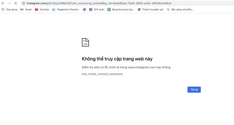 Instagram cũng gặp lỗi tương tự